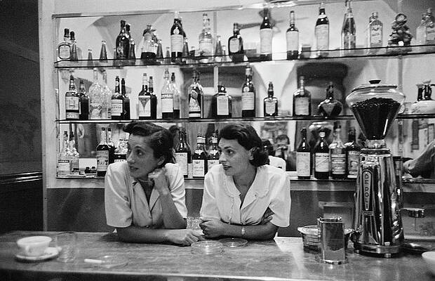 Women in a Vintage Bar Setting Wall Art
