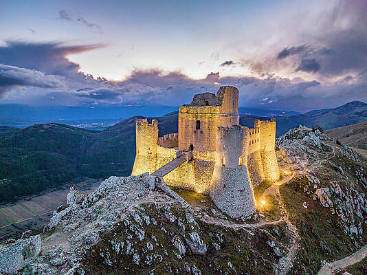 View Digital Art - Italy, Abruzzo, L'aquila District, Gran Sasso National Park, Calascio, Apennines, Castle And Remains Of Ancient Medieval Village Of Rocca Calascio by Manfred Bortoli