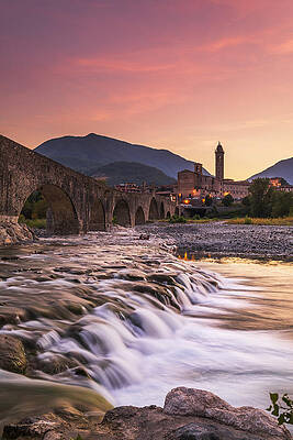 Architecture Digital Art - Italy, Emilia-romagna, Piacenza District, Apennines, Val Trebbia, Village Of Bobbio, Famous For The Roman Bridge, Aka Ponte Del Diavolo, Devil's Bridge by Luigi Vaccarella