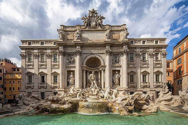 Fountain Wall Art featuring the digital art Italy, Latium, Roma District, Rome, Trevi Fountain, Seven Hills Of Rome, The Trevi Fountain by Antonino Bartuccio