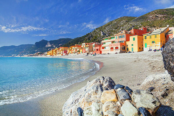Paradise Wall Art featuring the digital art Italy, Liguria, Mediterranean Sea, Ligurian Sea, Ligurian Riviera, Savona District, Riviera Di Ponente, Finale Ligure, Varigotti Locality, Beach by Davide Erbetta