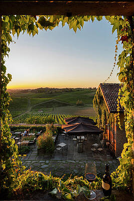Paradise Wall Art featuring the digital art Italy, Piedmont, Alessandria District, Gavi, Monterotondo Locality, Vineyards View Through A Window by Massimo Ripani