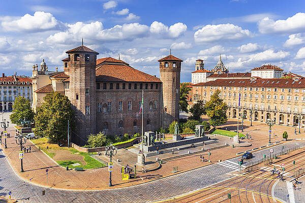 Italy Wall Art featuring the digital art Italy, Piedmont, Torino District, Residences Of The Royal House Of Savoy, Turin, Piazza Castello, Palazzo Madama And Royal Palace by Luigi Vaccarella