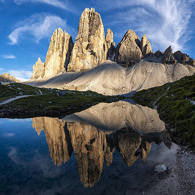 Small Digital Art - Italy, Trentino-alto Adige, Bolzano District, Alto Adige, Sudtirol, Alps, Dolomites, Alta Pusteria, Dolomiti Di Sesto Natural Park, Tre Cime Di Lavaredo (drei Zinnen) Reflected In A Small Lake by Nicolo Miana