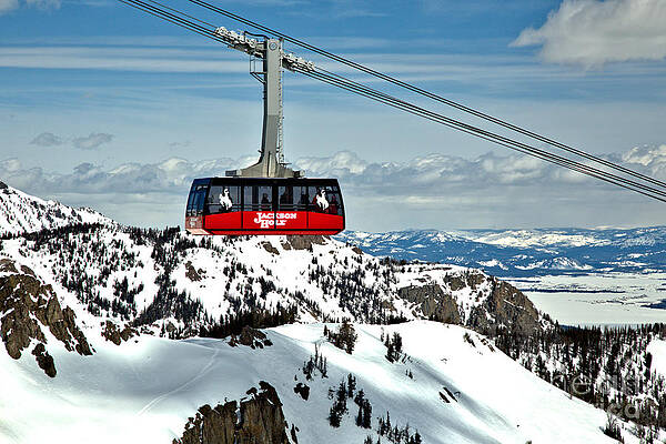 Jackson Hole Aerial Tram Over Mountains Wall Art