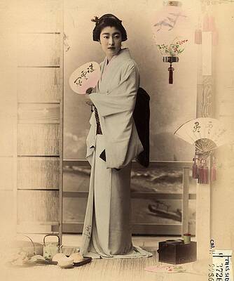 Elegant Woman in Traditional Kimono Wall Art