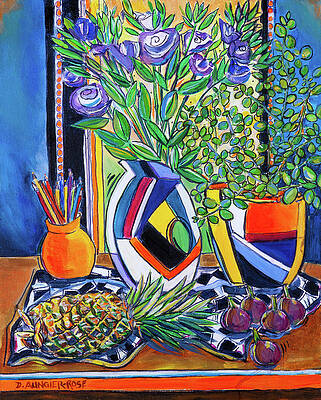 Wall Art featuring the painting Jazzy Lisianthus Still Life by Seeables Visual Arts