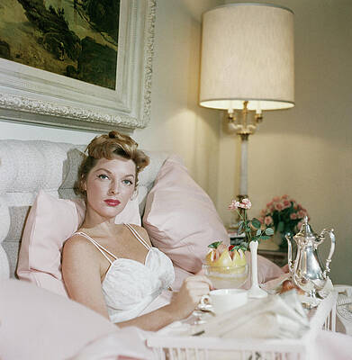 Woman Having Breakfast in Bed Wall Art