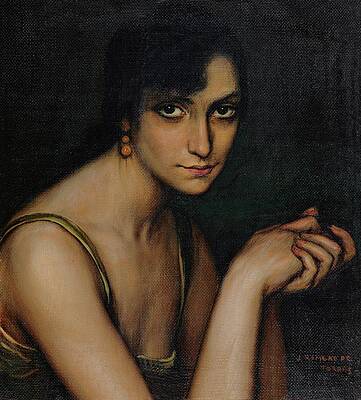 Gaze Painting - Julita Cerda by Julio Romero De Torres
