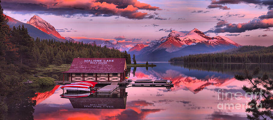 Wall Art featuring the photograph July 2019 Maligne Lake Amazng Sunset by Adam Jewell