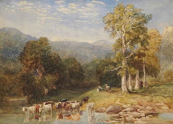 David Cox Painting - Junction Of The Llugwy And Conway by David Cox Jnr