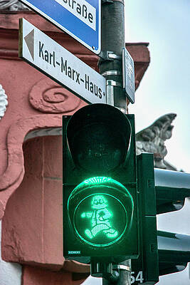 Karl-marx Traffic Light, Trier, Rhineland-palatinate, Germany Print