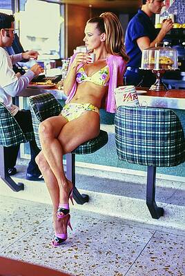 Kate Moss in Floral Bikini at Diner Photograph