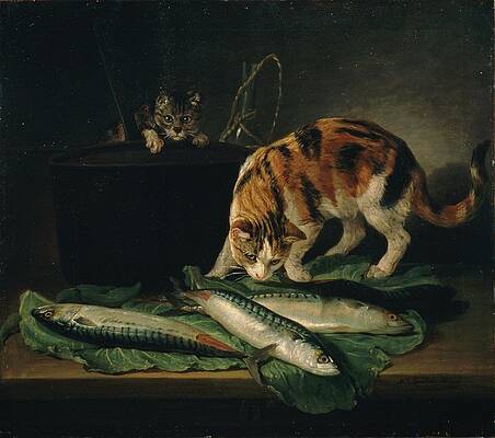 Gaze Painting - Katzen Und Fische by Martin Ferdinand Quadal