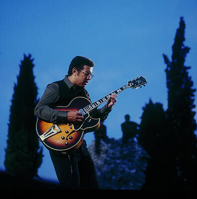 Guitarist Playing in Blue Sky Photograph