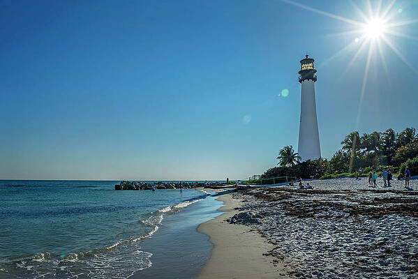 Florida Wall Art featuring the digital art Key Biscayne Lighthouse In Florida by Laura Zeid