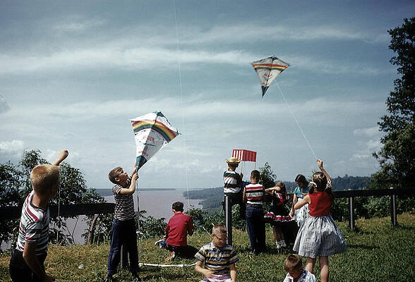 Wall Art featuring the photograph Kids Fly Kites by Michael Ochs Archives