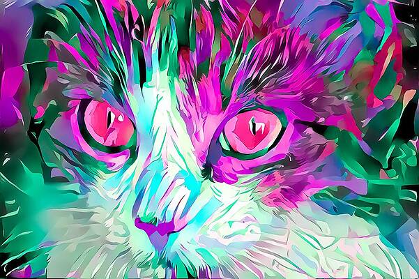 Happy Digital Art - Kitty Love Pink Eyes by Don Northup