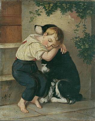 Dog Painting - Knabe Mit Hund by Maria Theresia