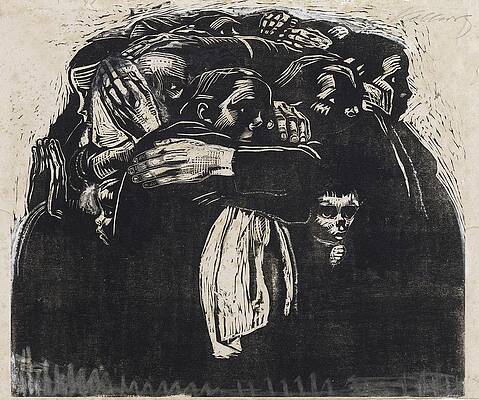 Group Embrace Amidst Grief Wall Art