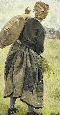 Peasant Woman Carrying a Sack Painting
