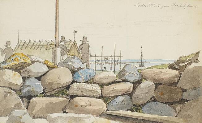 Martinus Rorbye Painting - Kystlandskab Med Store Sten I Forgrunden by Martinus Rorbye