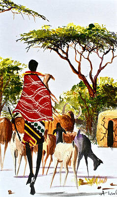 Kenya Wall Art featuring the painting L-261 by Albert Lizah