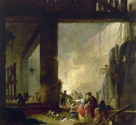 Hubert Robert Painting - La Blanchisserie by Hubert Robert