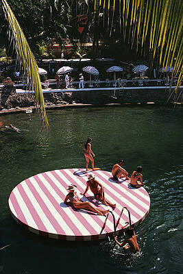 People Relaxing by a Resort Pool Wall Art