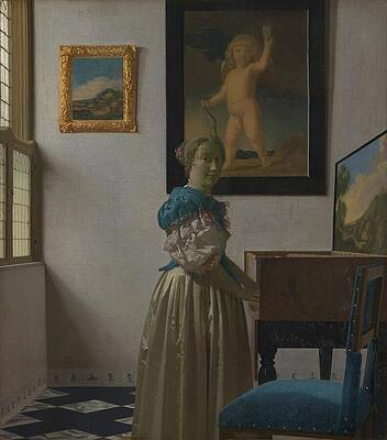 17th Century Painting - Lady Standing At The Virginal by Jan Vermeer