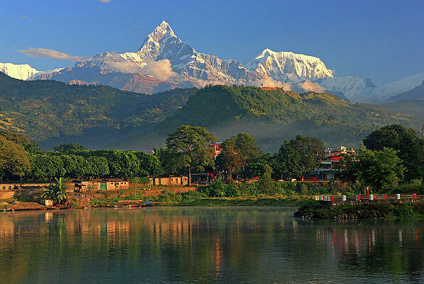 Eurasian Digital Art - Lake & Mountains, Pokhara, Nepal by Gunter Grafenhain