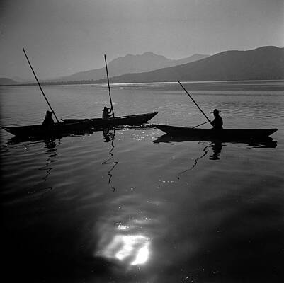Wall Art featuring the photograph Lake Fishermen by Three Lions
