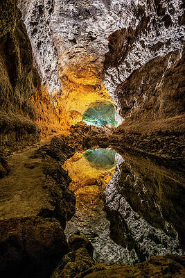 Small Digital Art - Lake Inside Cave by Arcangelo Piai