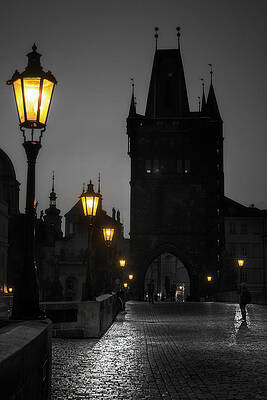 Bridge Wall Art featuring the photograph Lamplight On Charles Bridge by Owen Weber