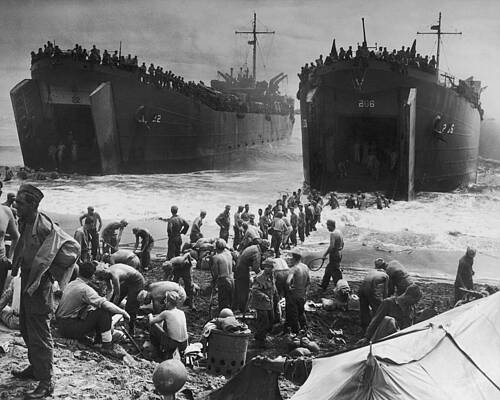 Troops Unloading on a Beach Wall Art