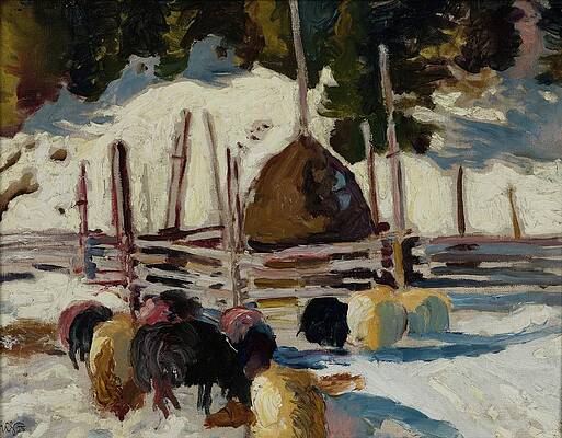 Chicken Painting - Landscape Study by Kazimierz Sichulski