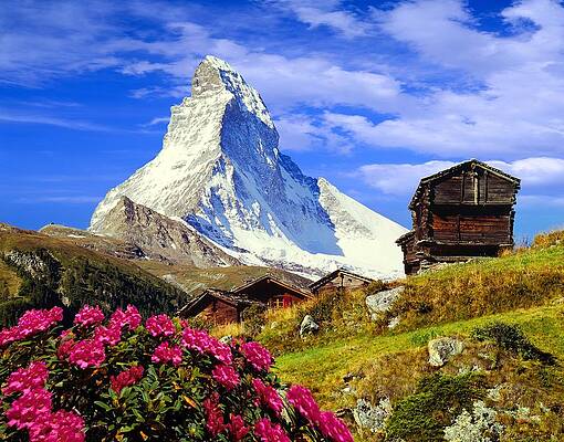 Day Wall Art featuring the digital art Landscape With Matterhorn by Johanna Huber