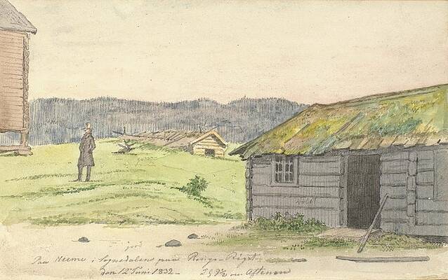 Martinus Rorbye Painting - Landskab Med Bondegarde by Martinus Rorbye