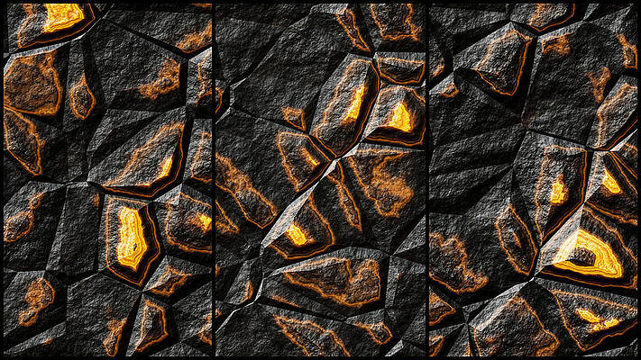 Textured Wall Art featuring the digital art Large Gold Stone Triptych by Don Northup