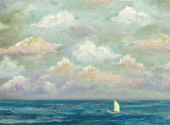 Marine Wall Art featuring the painting Leaving The Storm Behind by Angeles M Pomata