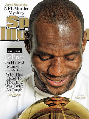 LeBron with Championship Trophy Photograph
