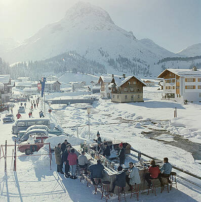 Winter Gathering in Snowy Village Wall Art