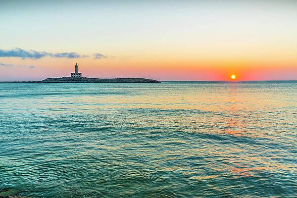 Yellow Wall Art featuring the digital art Lighthouse At Vieste, Foggia, Italy by Marco Arduino