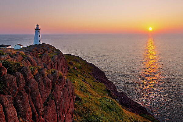 Atmospheric Wall Art featuring the digital art Lighthouse On Cape Spear Near St. Johns by Reinhard Schmid