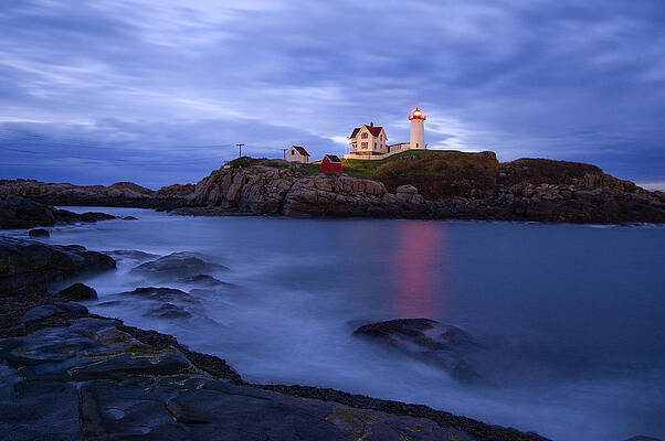 Atlantic Ocean Wall Art featuring the digital art Lighthouse On Rocky Coast by Franco Cogoli