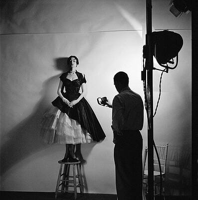 Lighting Wall Art featuring the photograph Lighting Test With Model In Adrian Gown by Cecil Beaton