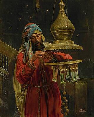 Traditional Painting - Lighting The Lamp by Antonio Fabres