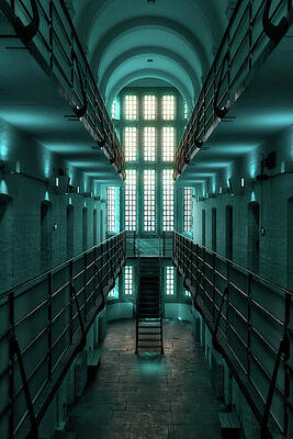 Wall Art featuring the digital art Lincoln Castle Prison In Blue by Scott Lyons