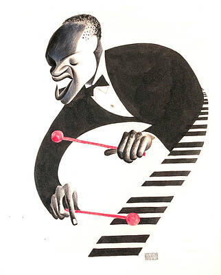 Music Drawing - Lionel Hampton by Al Hirschfeld