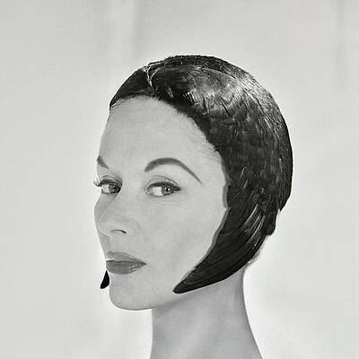 Wall Art featuring the photograph Lisa Fonssagrives-penn In A Black Feathered Hat by Horst P Horst